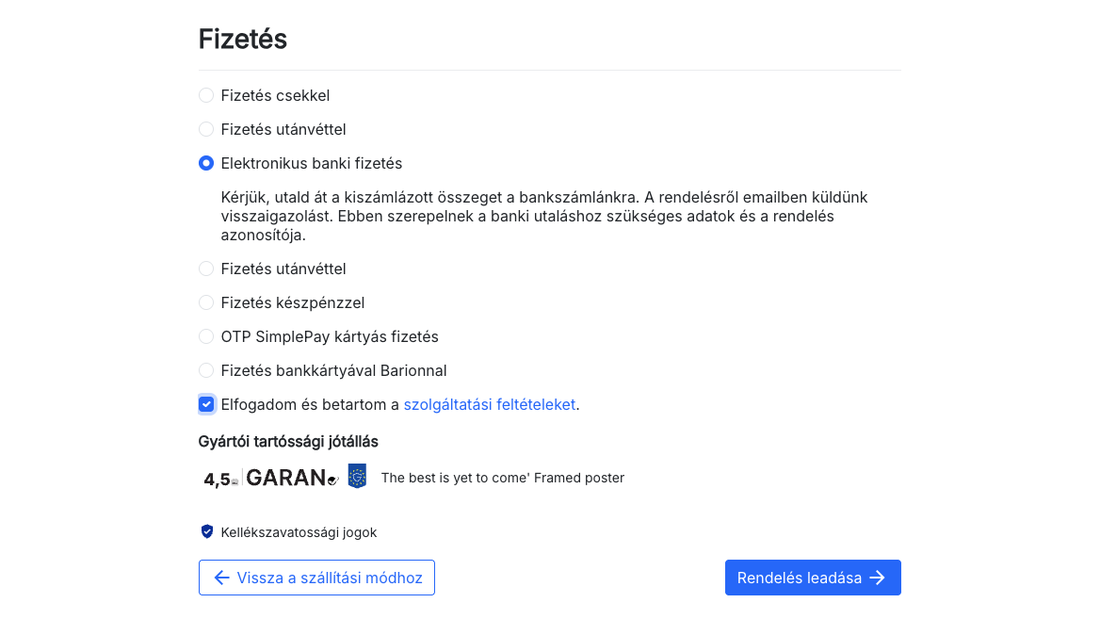 Kellékszavatossági tájékoztató a pénztárban
